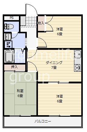 第3サンハイム天神 103号室 間取り