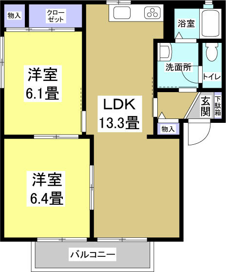 ペアシティB 201号室 間取り