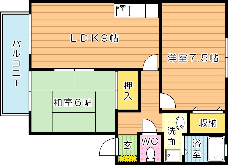 ウィンディア穴生 202号室 間取り