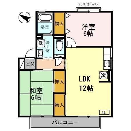 キャピタルコンフォール加古川　Ｄ棟 間取り図