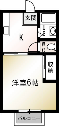 エクセル中原 102号室 間取り
