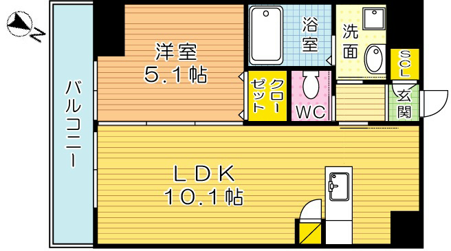 ウイングス戸畑 502号室 間取り