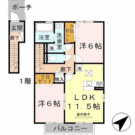 ローズコート野添Ａ棟 間取り図
