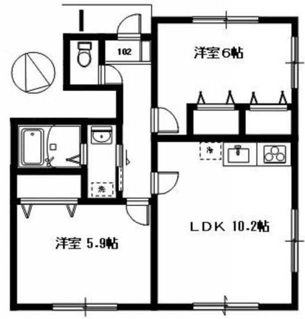 グレイス 102号室 間取り