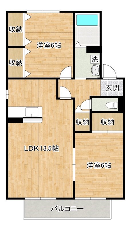 ベルデュール中曽根Ａ棟 201号室 間取り