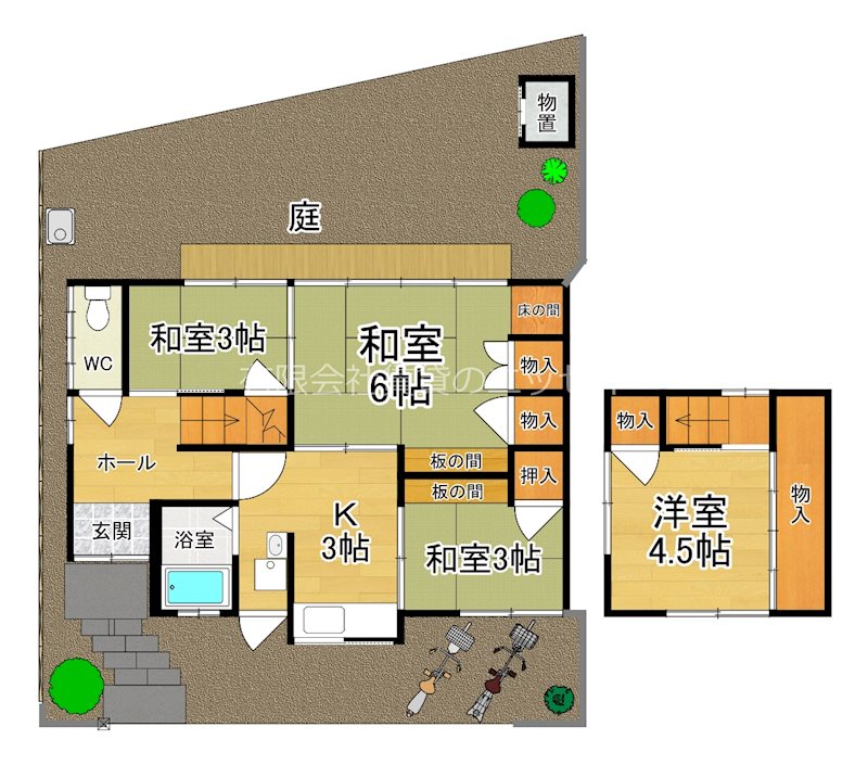 多門町原田邸貸家 間取り図
