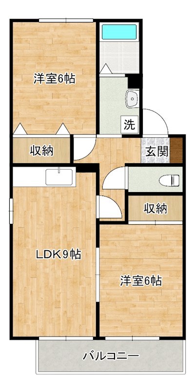 ディアコート西田　Ｂ棟 105号室 間取り