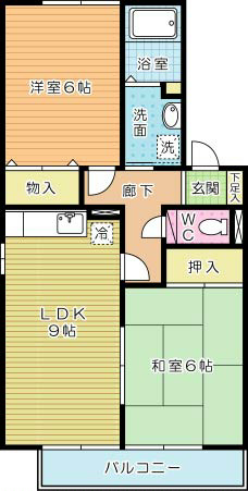 ディアコート西田　Ｂ棟 105号室 間取り