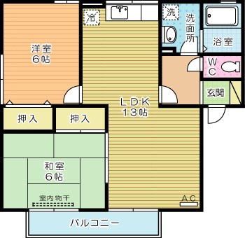 パストラル湯川Ｂ棟  201号室 間取り