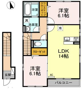 プレミアムコートD 201号室 間取り