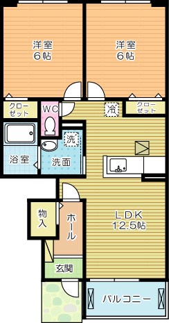 メーシャイン 102号室 間取り