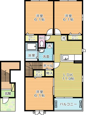 メーシャイン 203号室 間取り