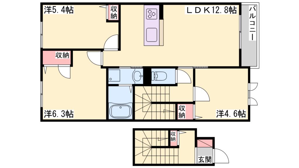 シャーメゾンガーデンズ惣盛Ｂ 間取り図
