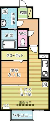 グランツ葛原 102号室 間取り