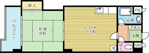 グランドハイツ砂津 302号室 間取り