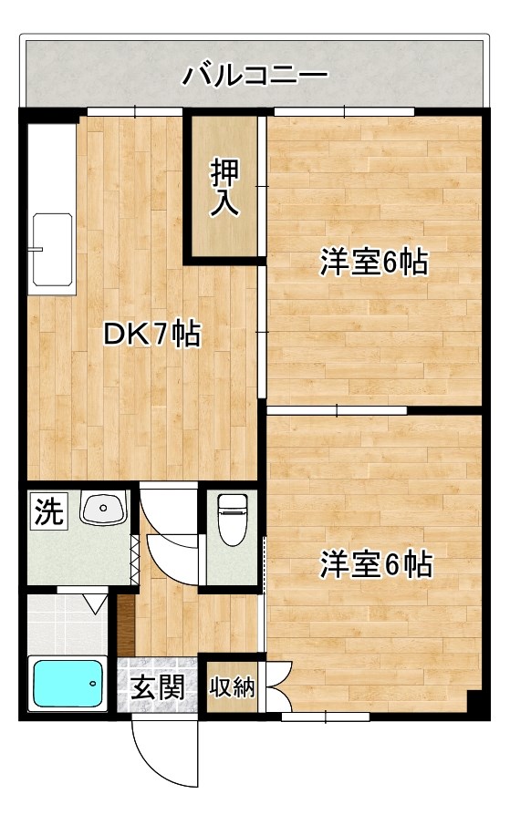 サンハイツ葛原 102号室 間取り