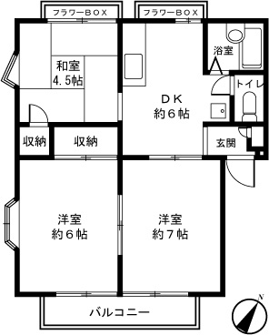 ジュネス十日市場Ａ棟 301号室 間取り