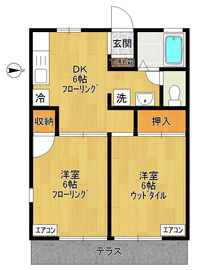 パーシモンハウス 104号室 間取り