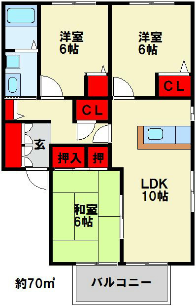 グランフレール 202号室 間取り
