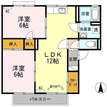 セジュールⅠ 202号室 間取り