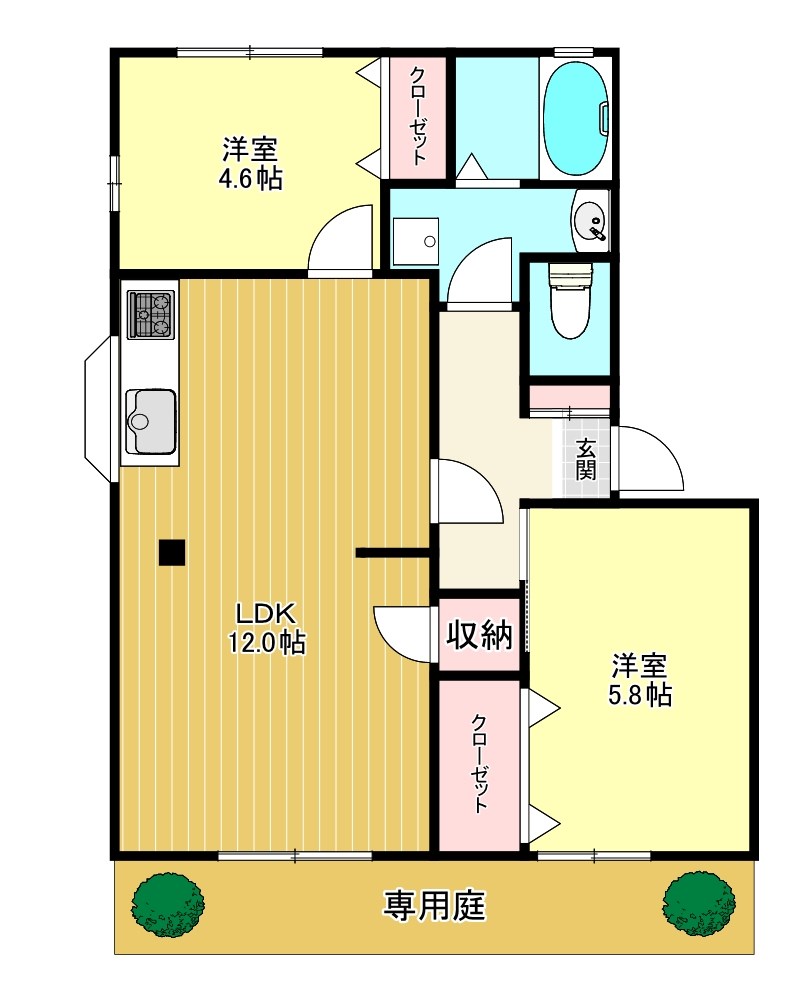 ハイツあおば　B 102号室 間取り