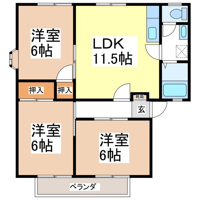 サンビレッジ三本柳Ｂ棟 間取り