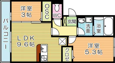 あぅん霧ヶ丘 201号室 間取り