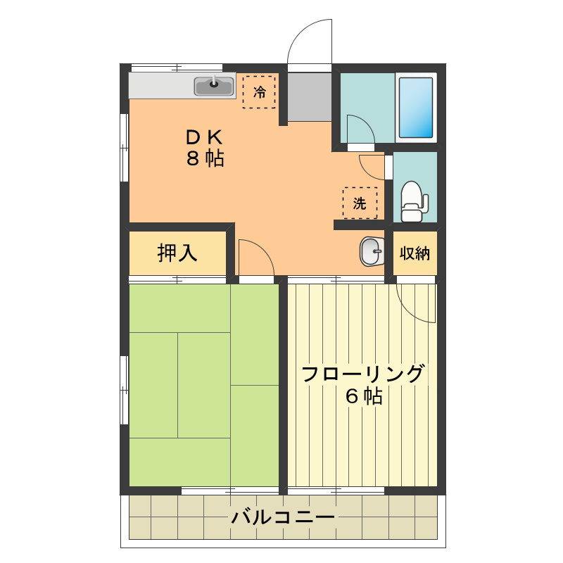 シティハイムコスモス 0201号室 間取り
