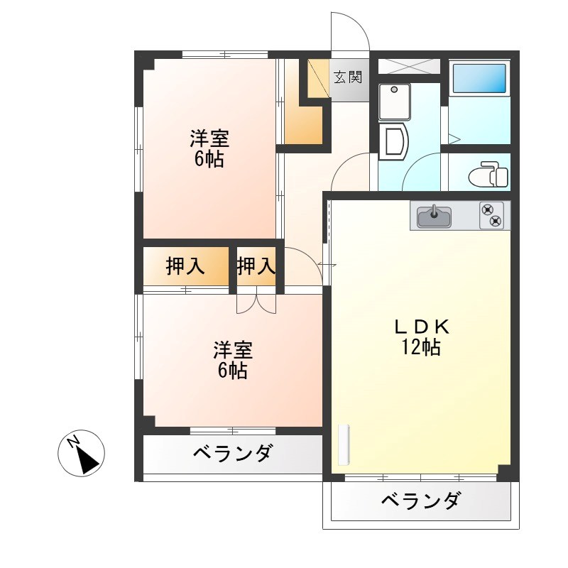 シティ・サンロード 1-A号室 間取り