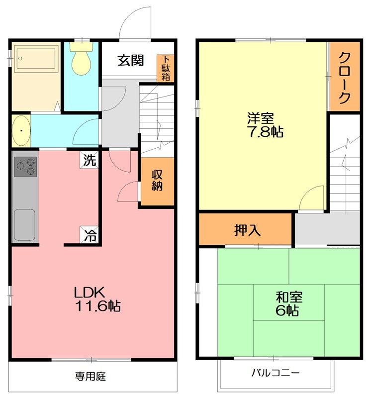 デルニエB棟 B-1号室 間取り