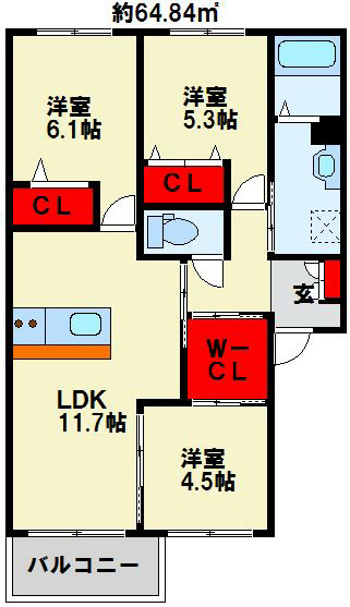 ひとみの森 A棟 201号室 間取り