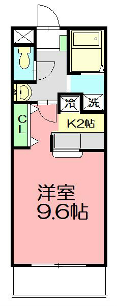 アクアコート 3B号室 間取り