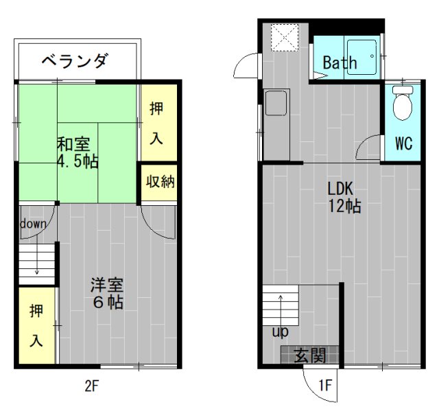 上町3丁目貸家 間取り図