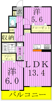 ユニヴェール 105号室 間取り