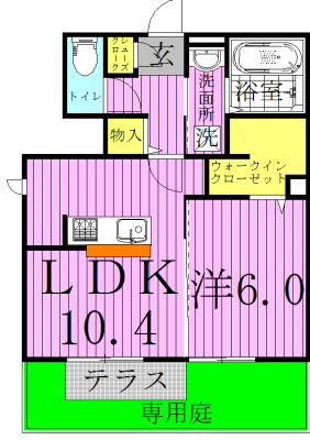 クラベール 102号室 間取り