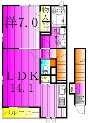 サンフラワー 201号室 間取り