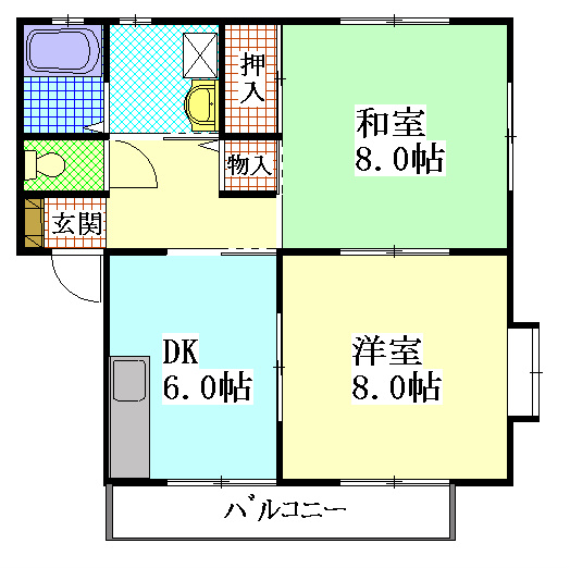 コーポホウクロ 103号室 間取り