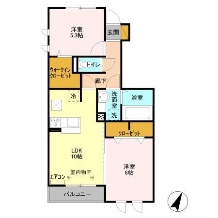 プラティークⅠ 105号室 間取り