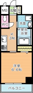 ピノ到津 103号室 間取り