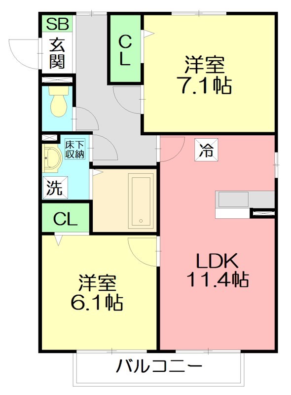 ディア　ヴェルジュ　ミキ　C 101号室 間取り