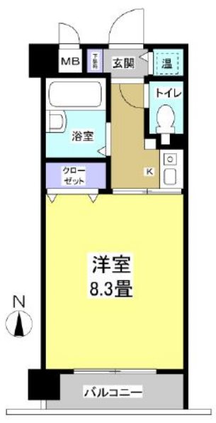 ブライティ助信 611号室 間取り