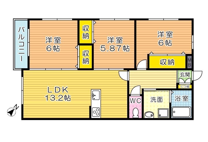 ブランボヌール小倉 201号室 間取り