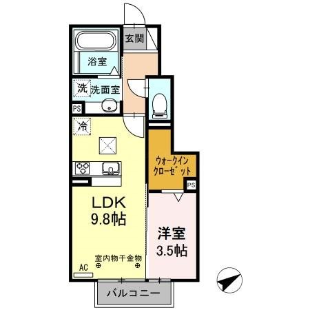 Ｄ－ｒｏｏｍ三方原　A棟 105号室 間取り