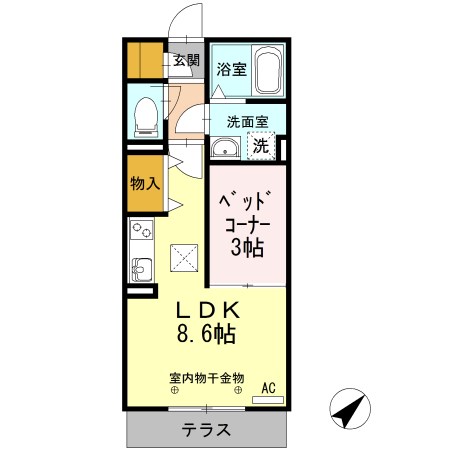 グランボア B 102号室 間取り