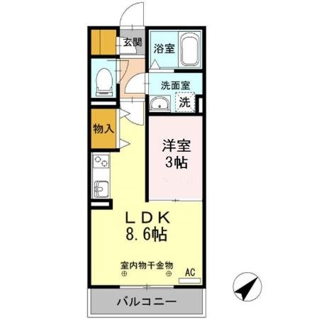 グランボア B 302号室 間取り
