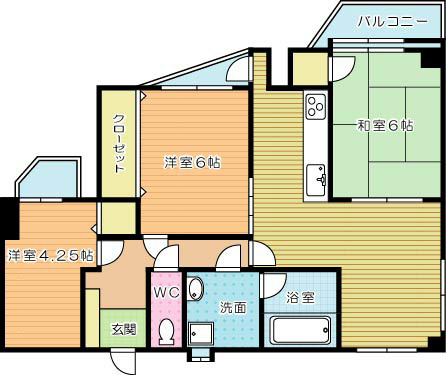 パレス西小倉  602号室 間取り