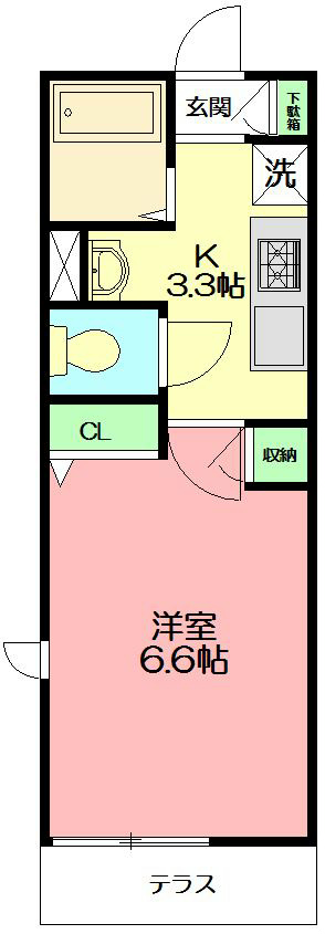 メゾンクレール 101号室 間取り