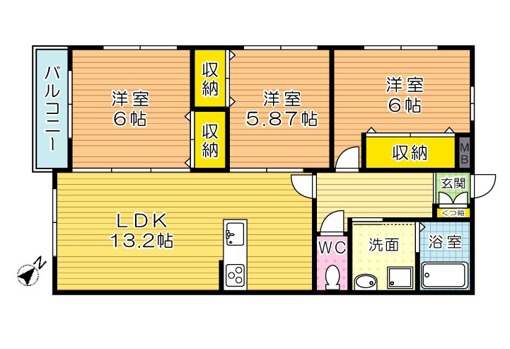 ブランボヌール小倉 201号室 間取り