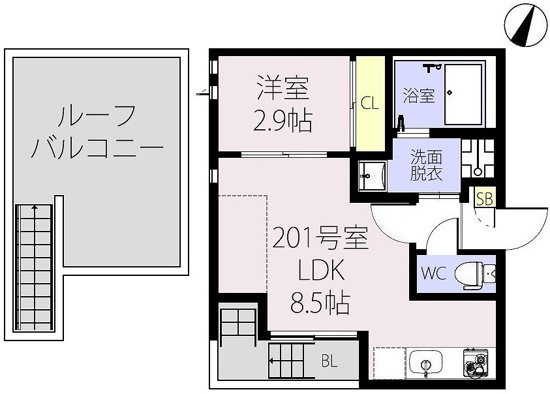 RIZEST　Kオークス 201号室 間取り