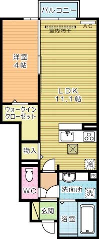 HN's D-room in 楡  102号室 間取り